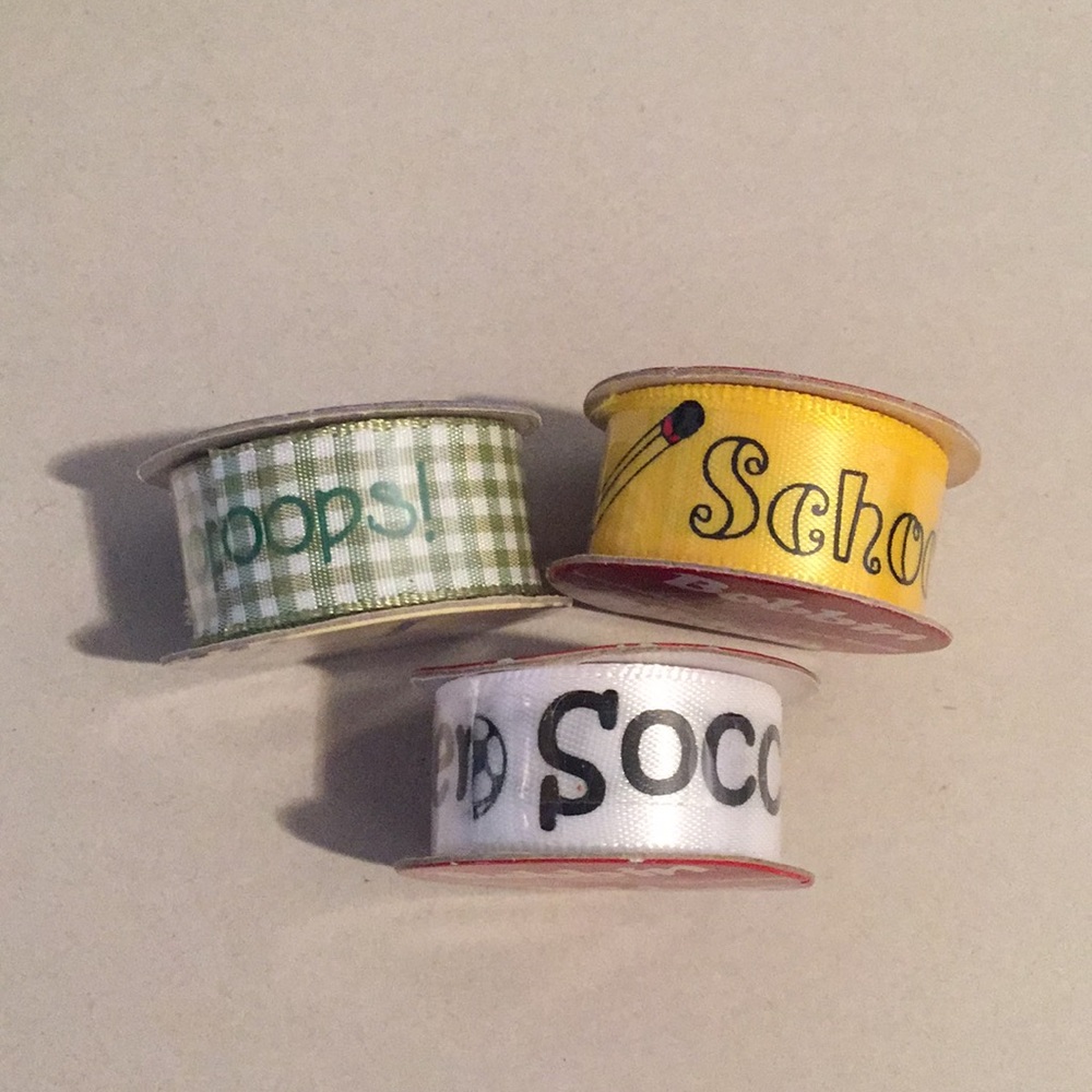 NEW Scrapbooking Ribbon School Day, Soccer, OOPS